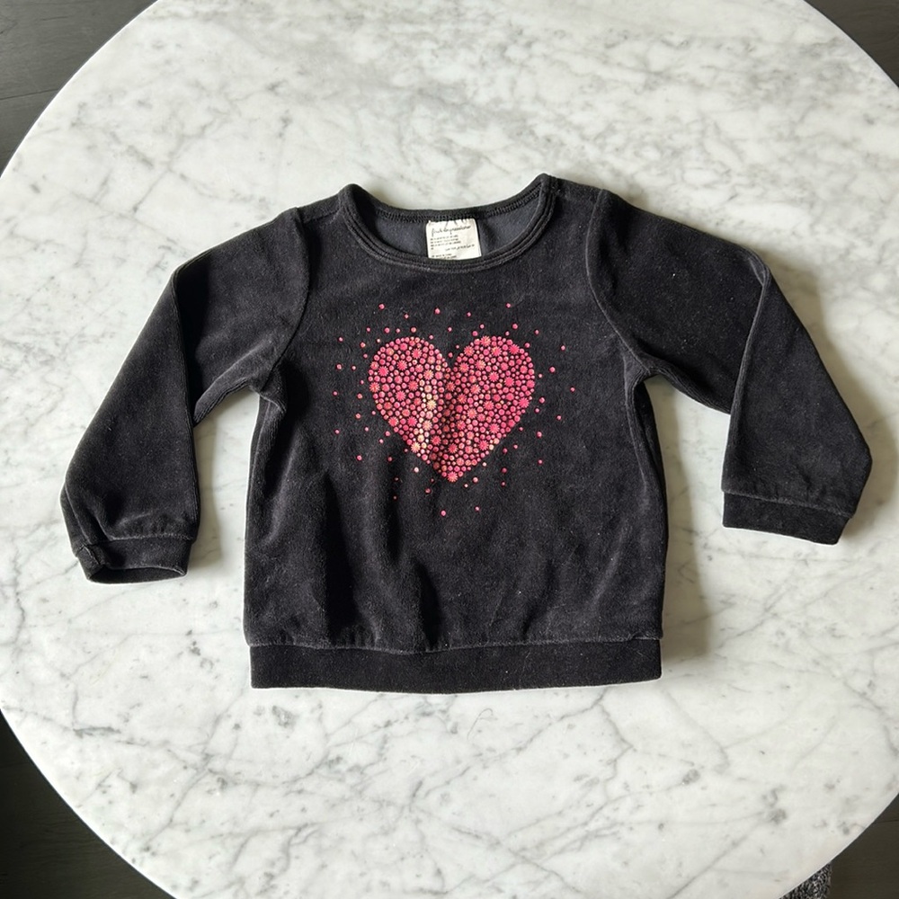 First impressions velour black sweat shirt size 24 months